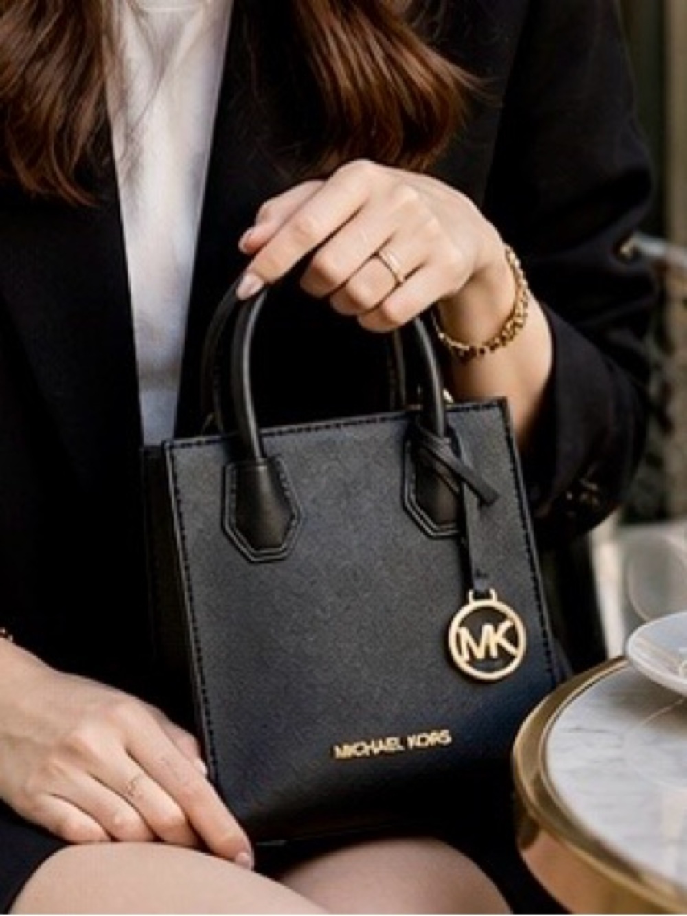 Michael Kors Mini Tote Crossbody Black NWT | Gold Hardware | Structured Luxe